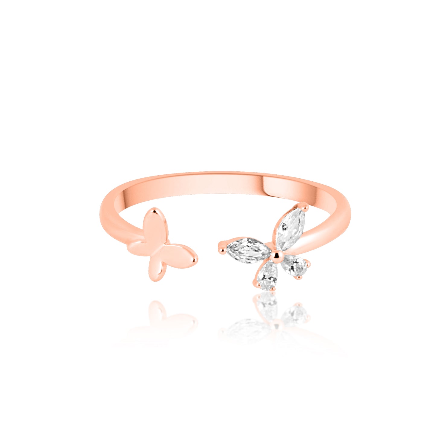 Flora Fauna Sparkle Silver Ring