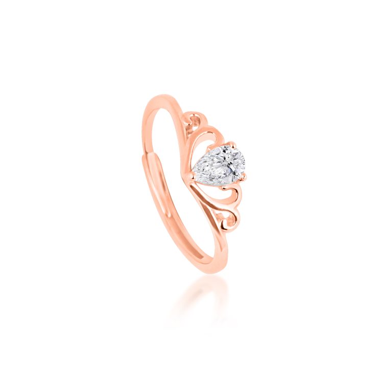 Rose Love Solitaire Silver Ring