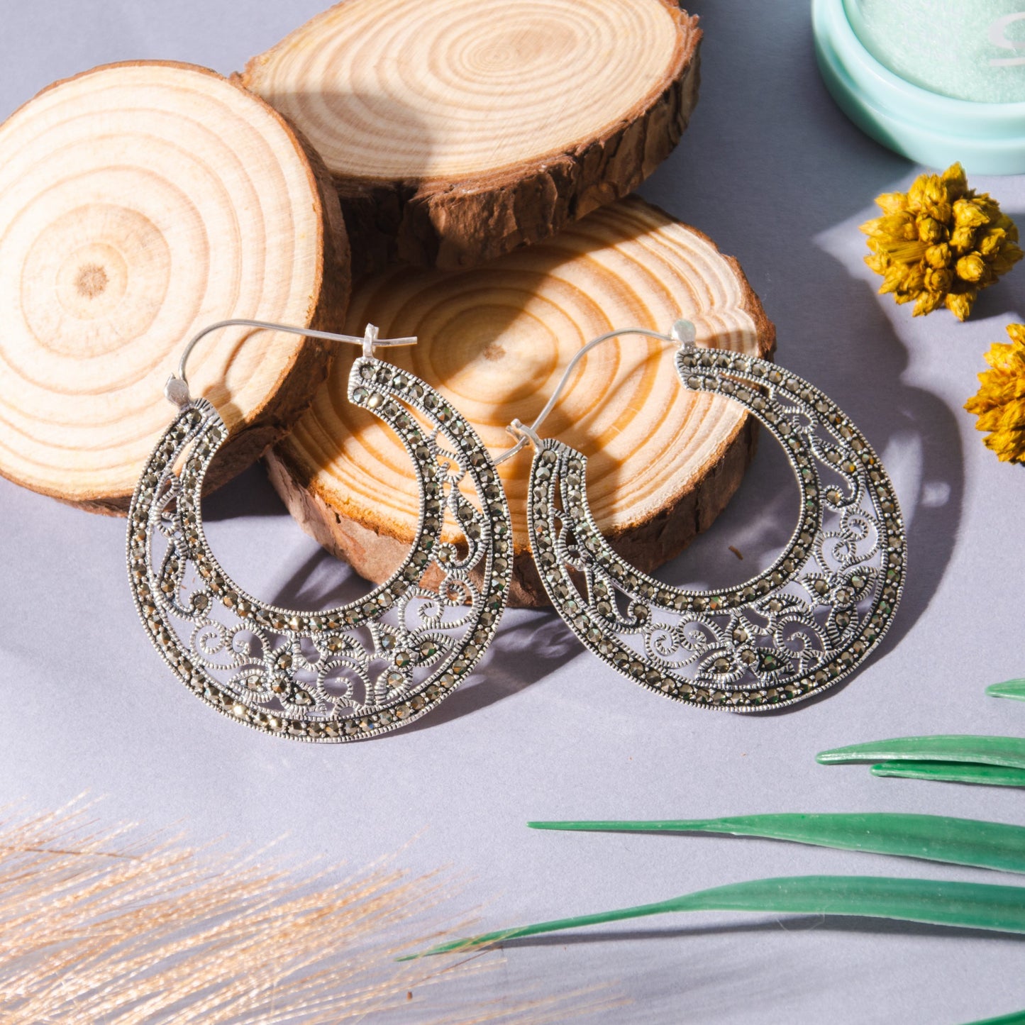 Womaniya Hoops Silver Earrings