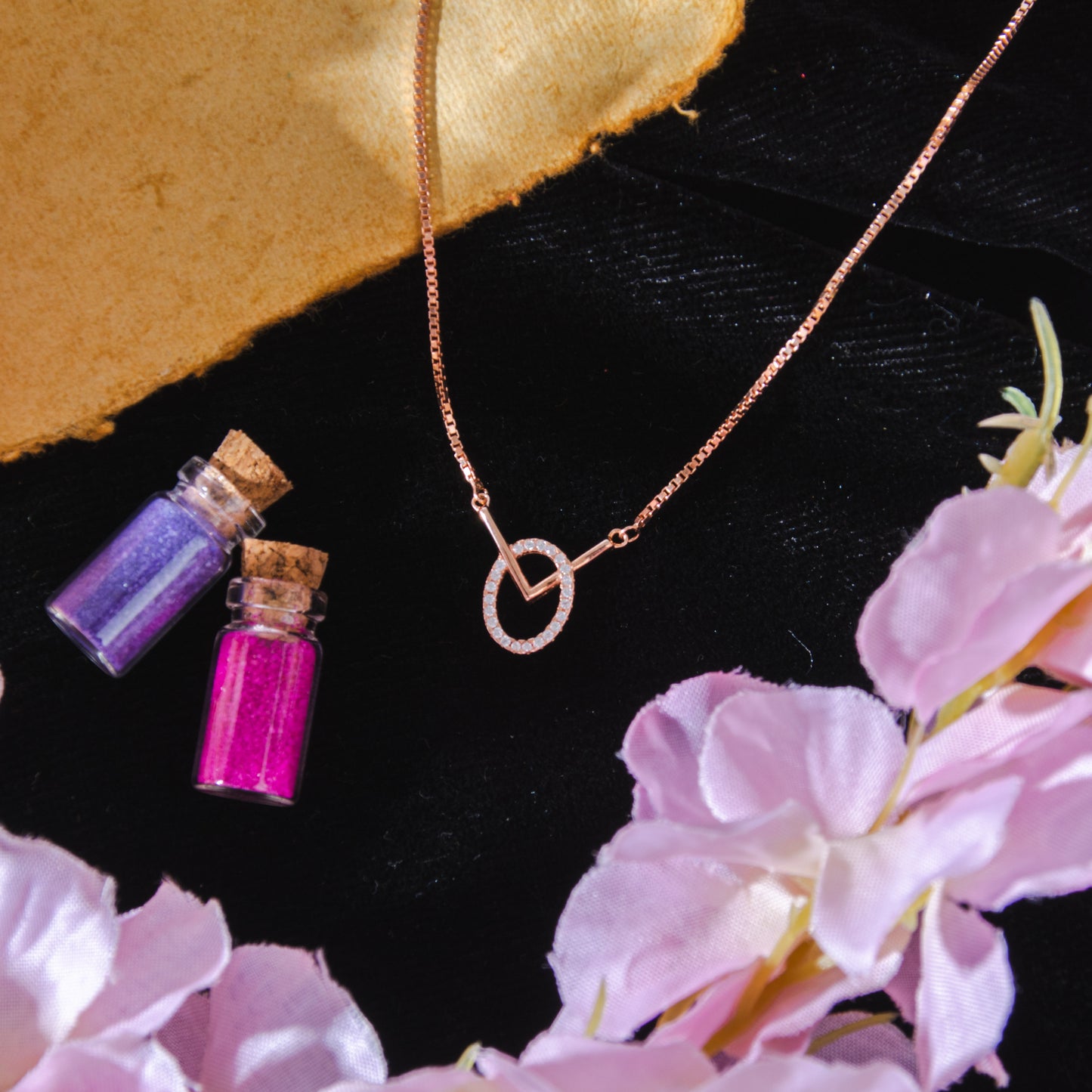 Ring through String Silver Necklace