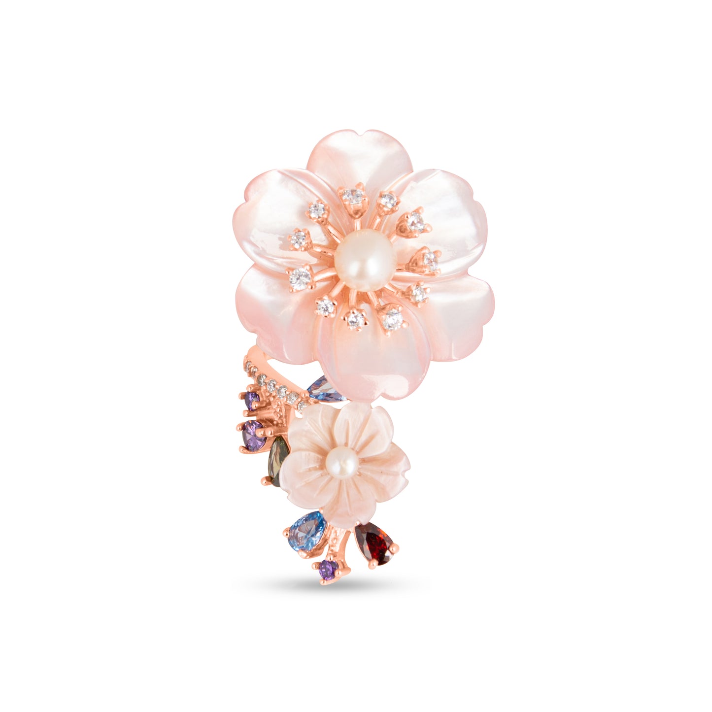 Twin Blossom Gemstone Gala Ring
