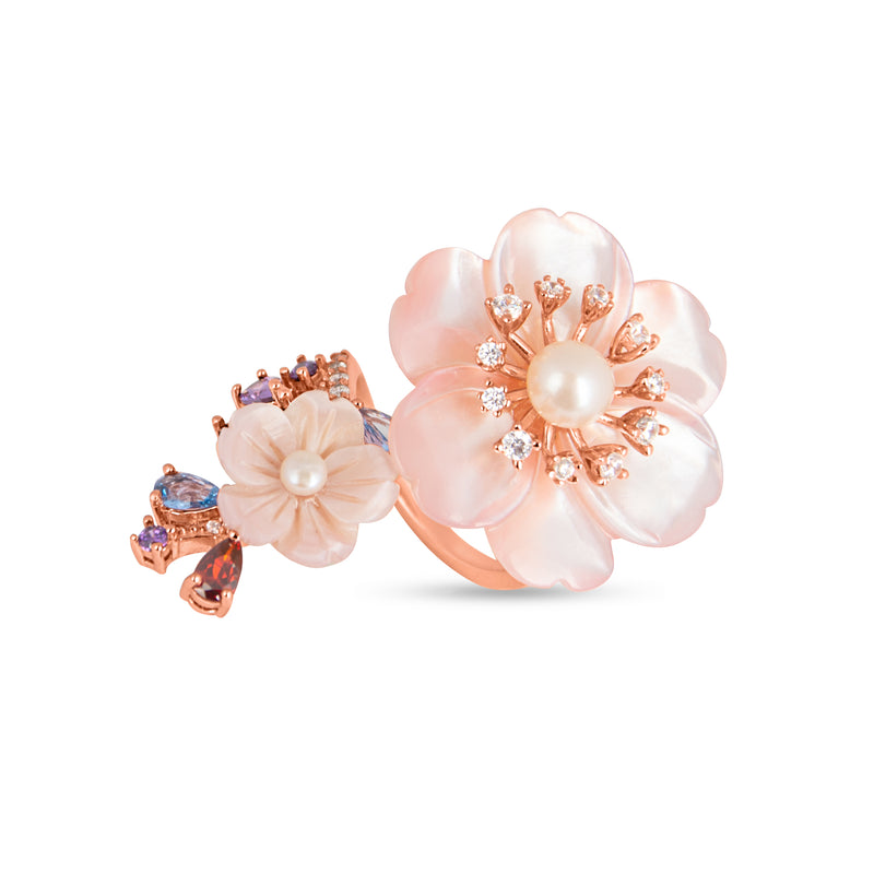 Twin Blossom Gemstone Gala Ring