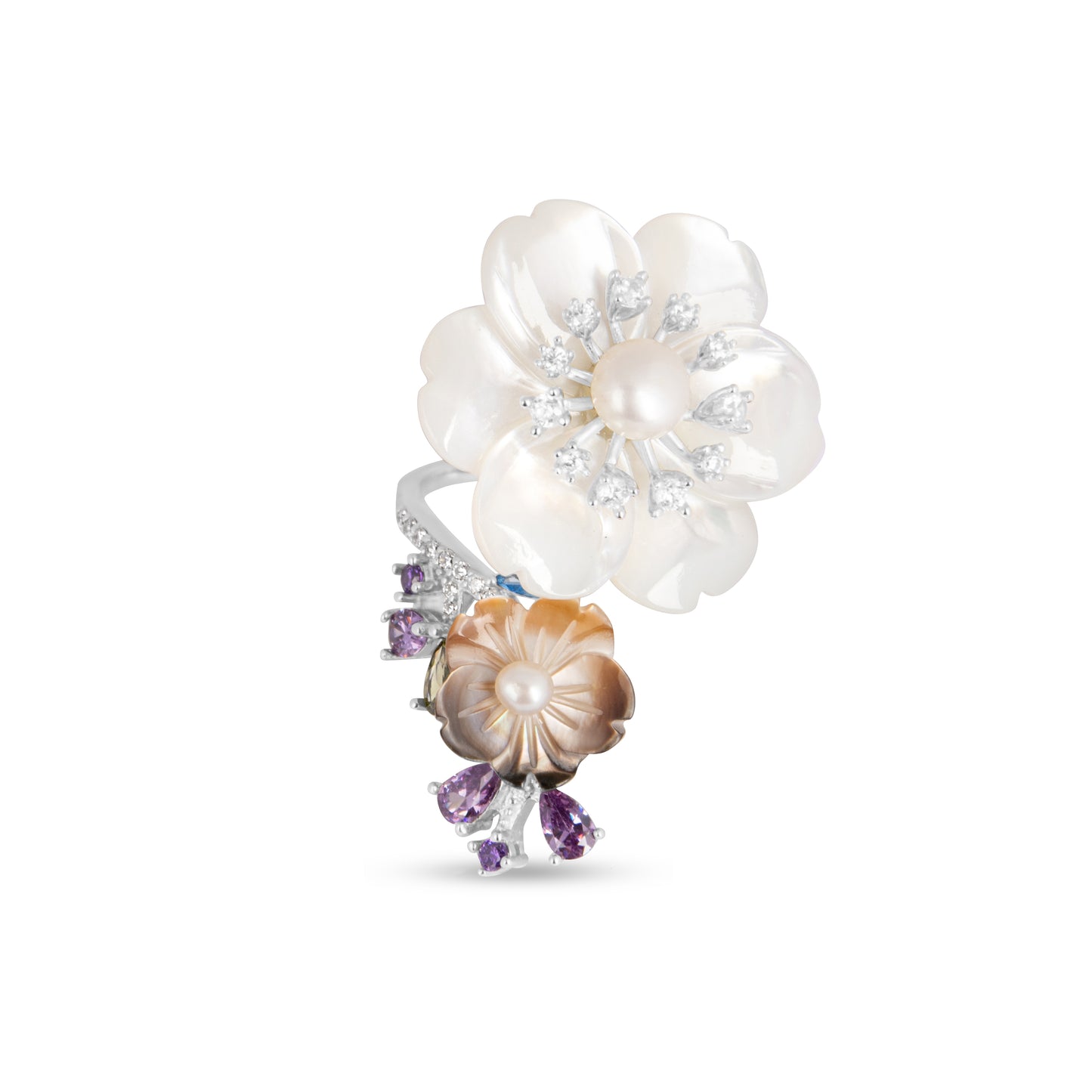 Twin Blossom Gemstone Gala Ring