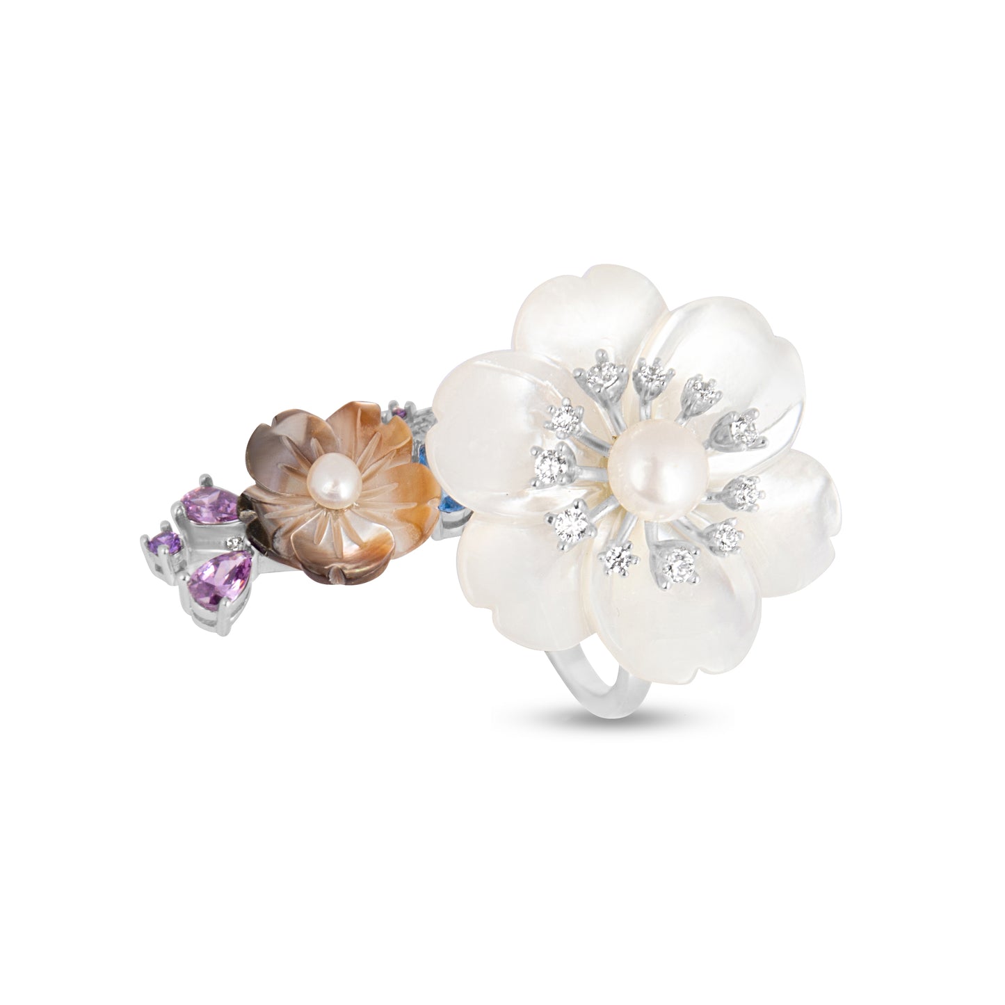 Twin Blossom Gemstone Gala Ring