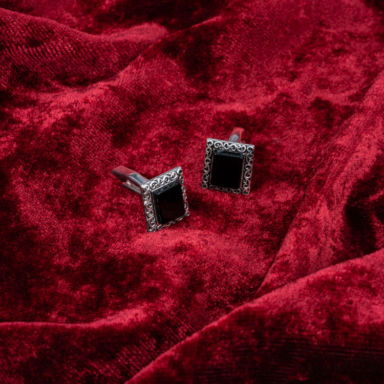 Green grace silver cufflinks