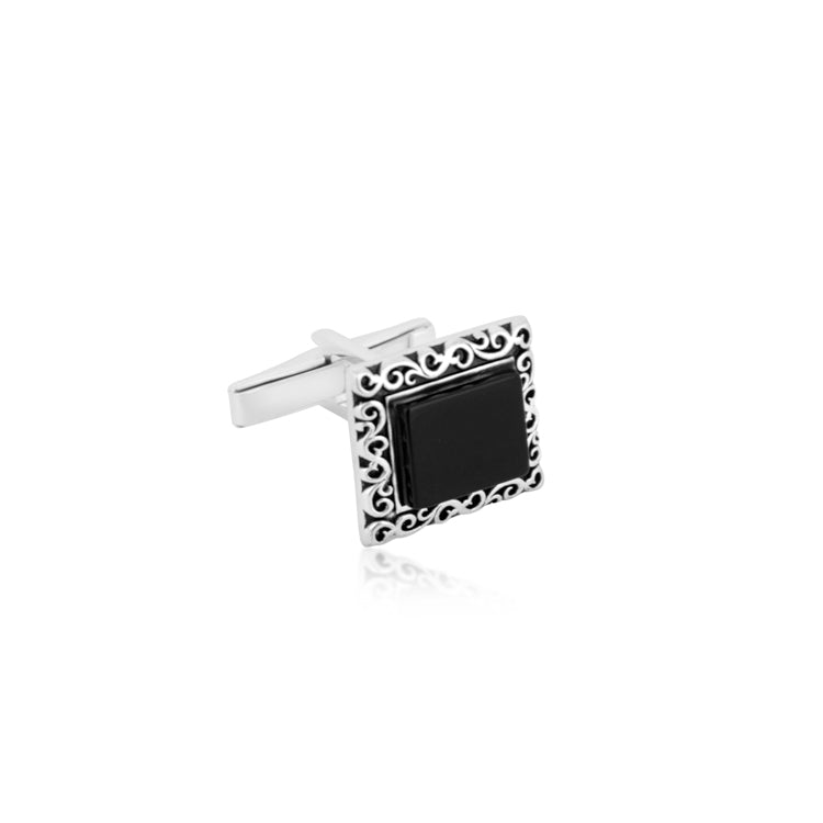 Green grace silver cufflinks