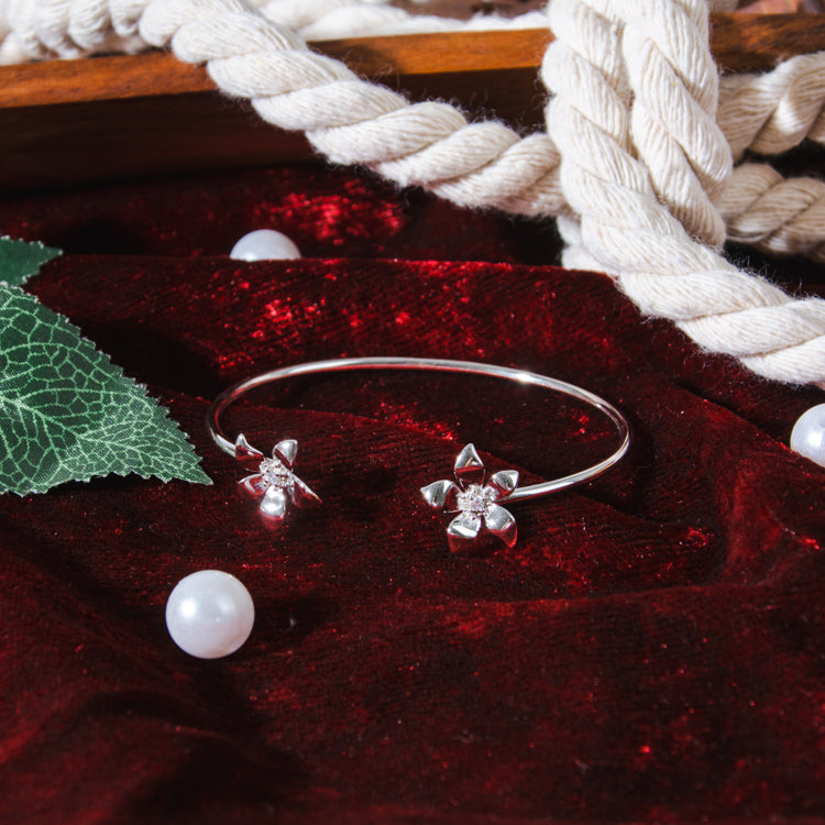 Silver Plumeria Bracelet