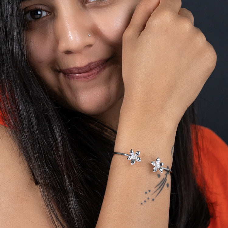 Silver Plumeria Bracelet