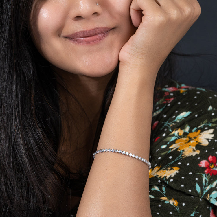 Crystal Halo Silver Bracelet