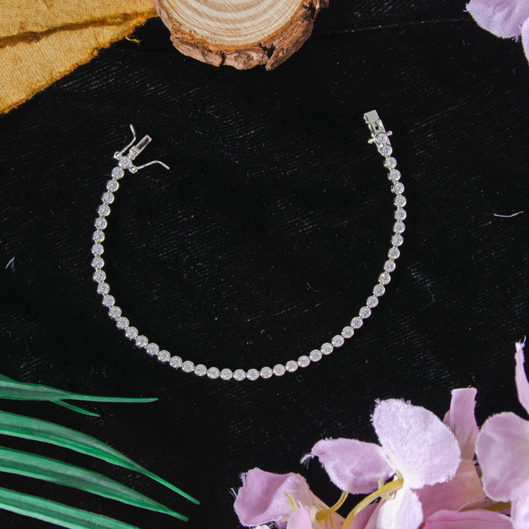 Crystal Halo Silver Bracelet