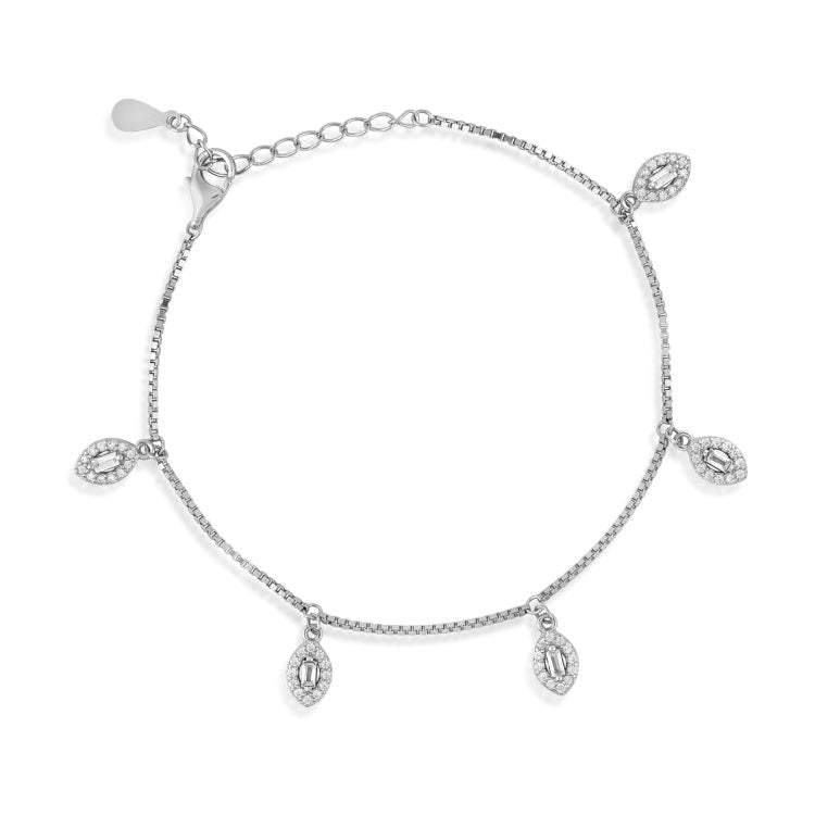 Silver Bracelet with Leaves