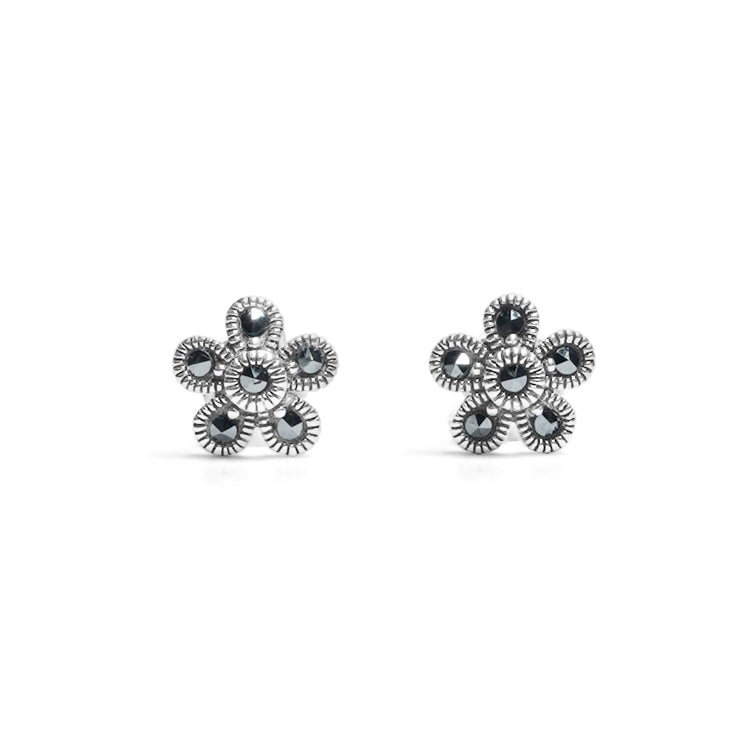 Midnight Bloom Silver Earrings