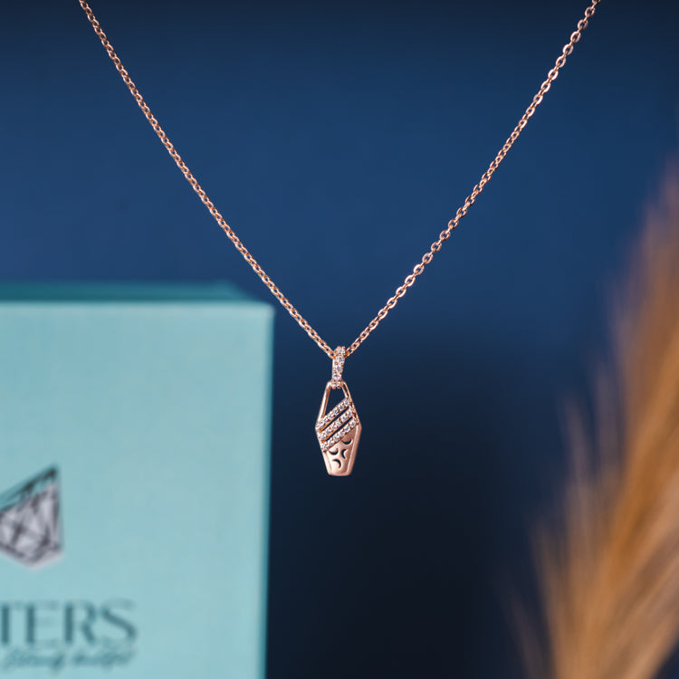 Blushing hexagon pendant necklace