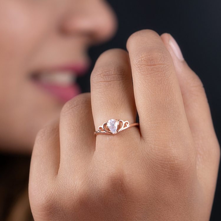 Rose Love Solitaire Silver Ring