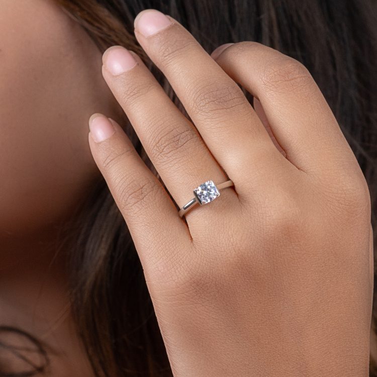 Classic Solitaire Charm Silver Ring
