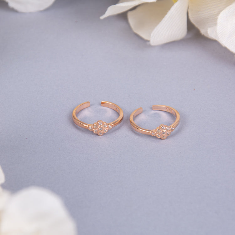 Radiant Rosé Pavé Toe Rings