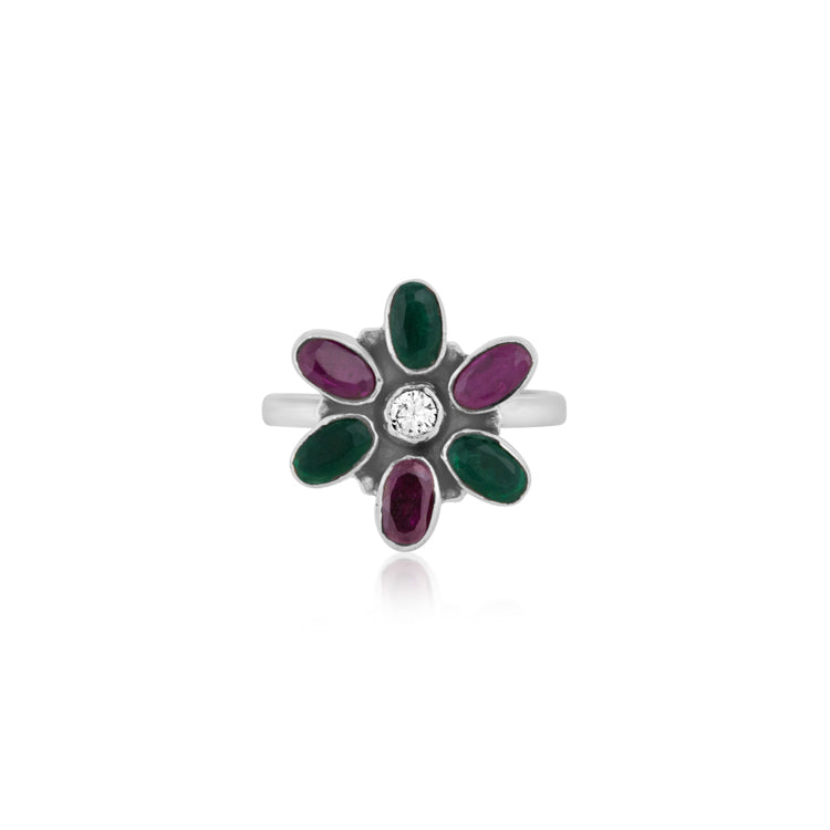 Blossoming Jewels Sterling Silver Toe Rings
