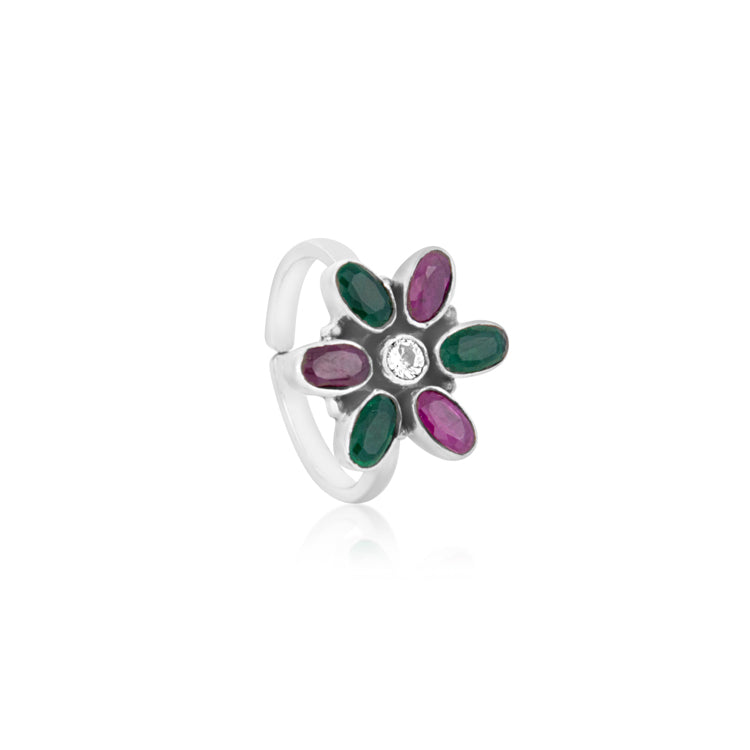 Blossoming Jewels Sterling Silver Toe Rings
