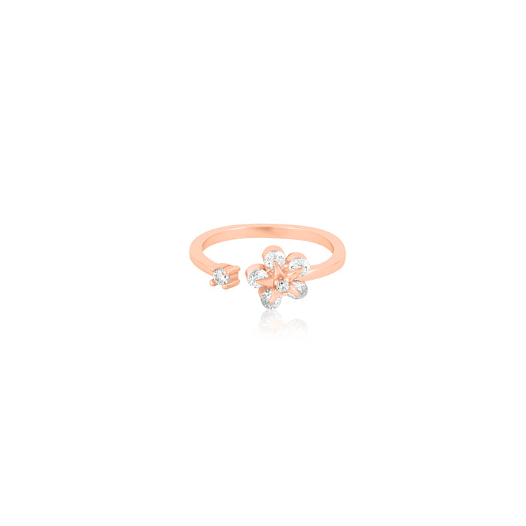 Blossom Sparkle Rose Gold Silver Toe Ring