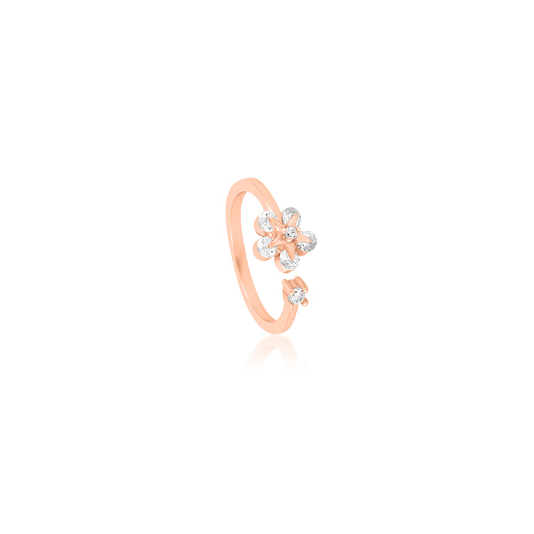 Blossom Sparkle Rose Gold Silver Toe Ring