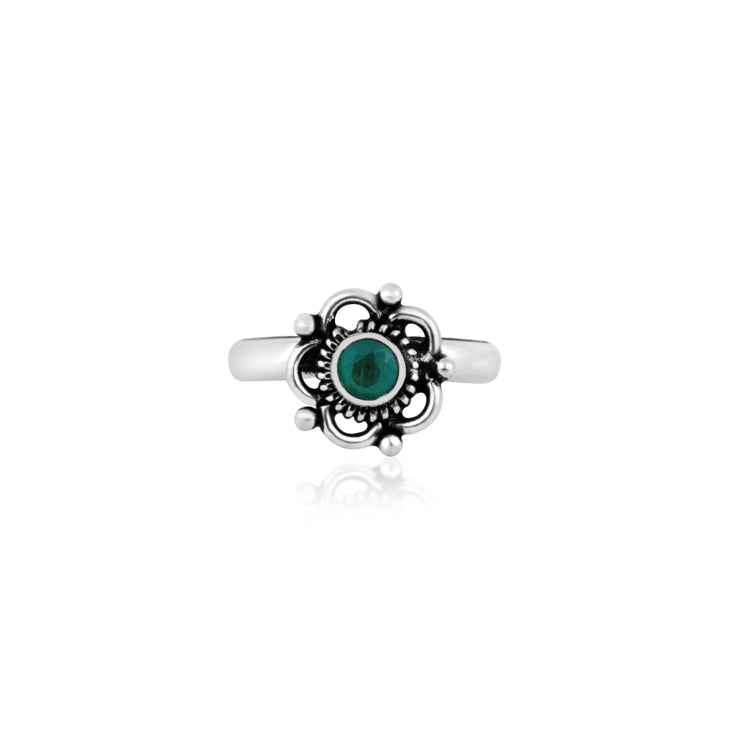 Verdant Charm Floral Silver Toe Rings