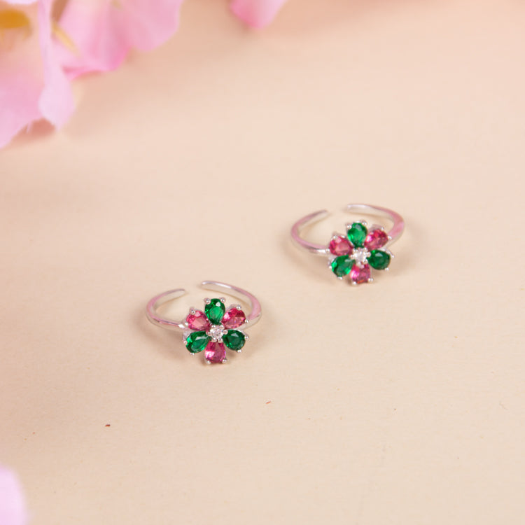 Vibrant Petals Toe Ring
