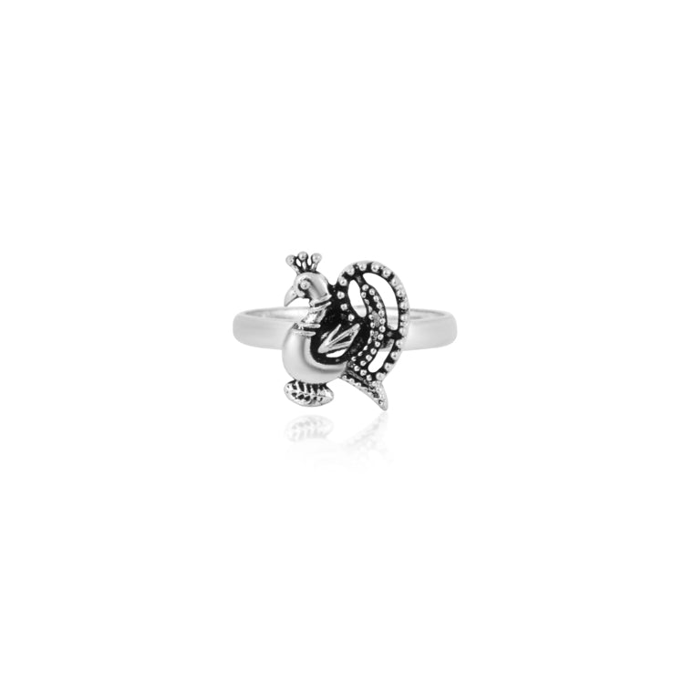 Peacock Paradise Silver Toe Ring
