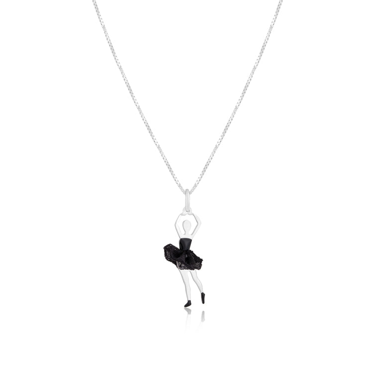 Black ballerina Silver Necklace