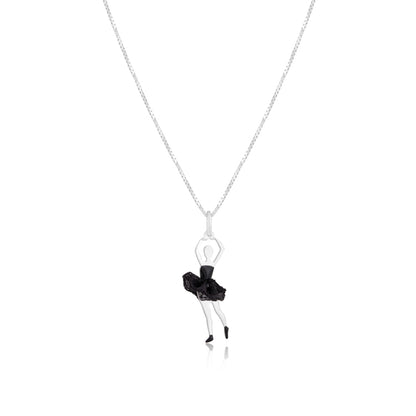 Black ballerina Silver Necklace