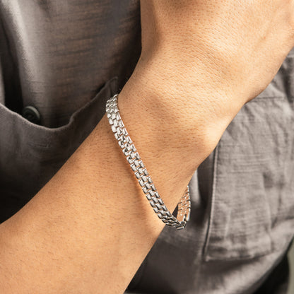 92.5 Silver Polished Link Bracelet For Men