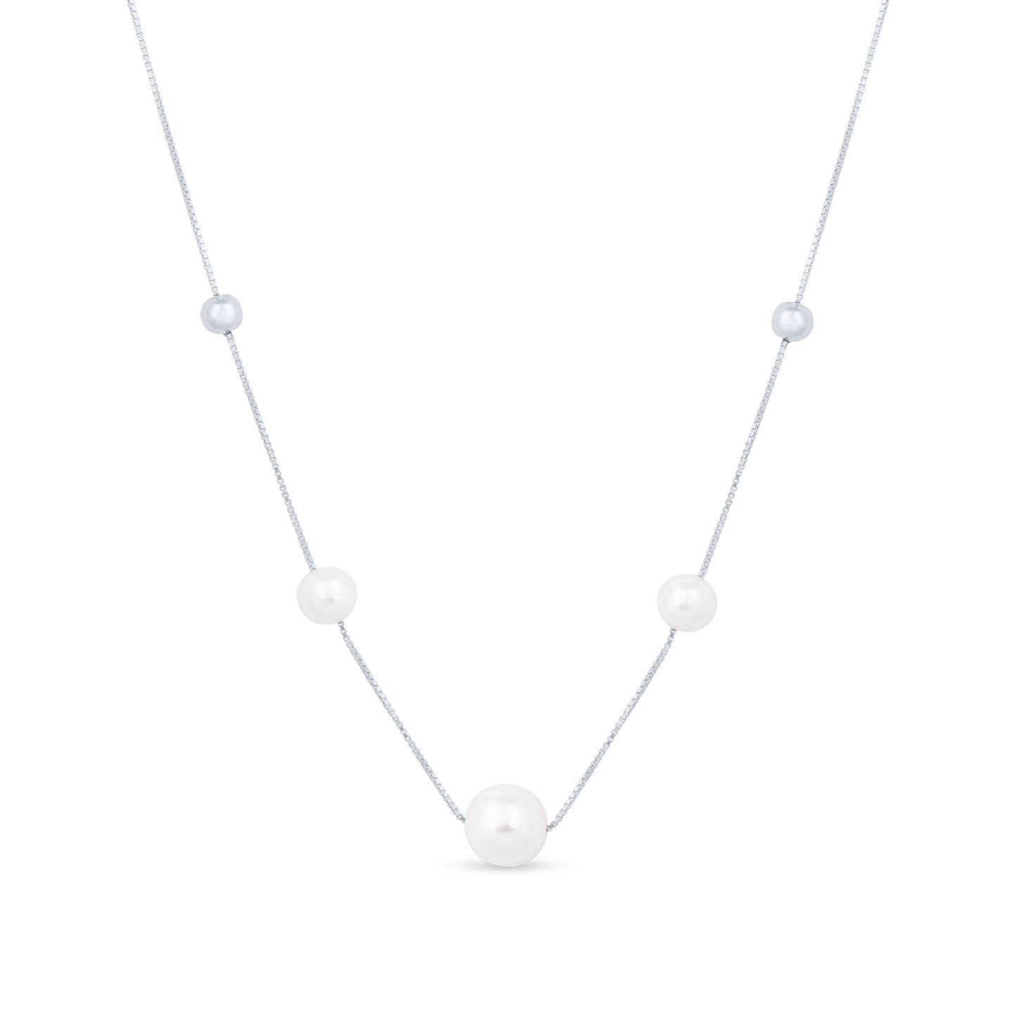 925 Silver Floating Pearls Necklace