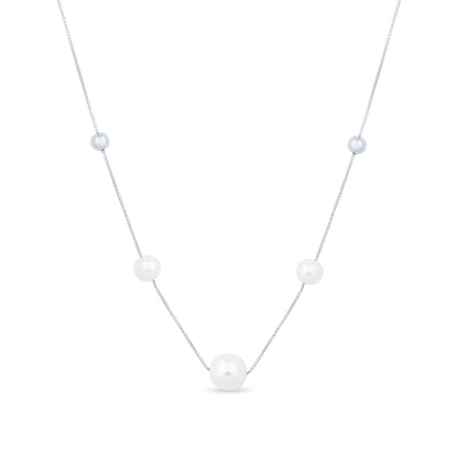 925 Silver Floating Pearls Necklace