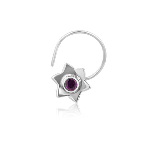 Amethsyt musing Silver Nose Stud