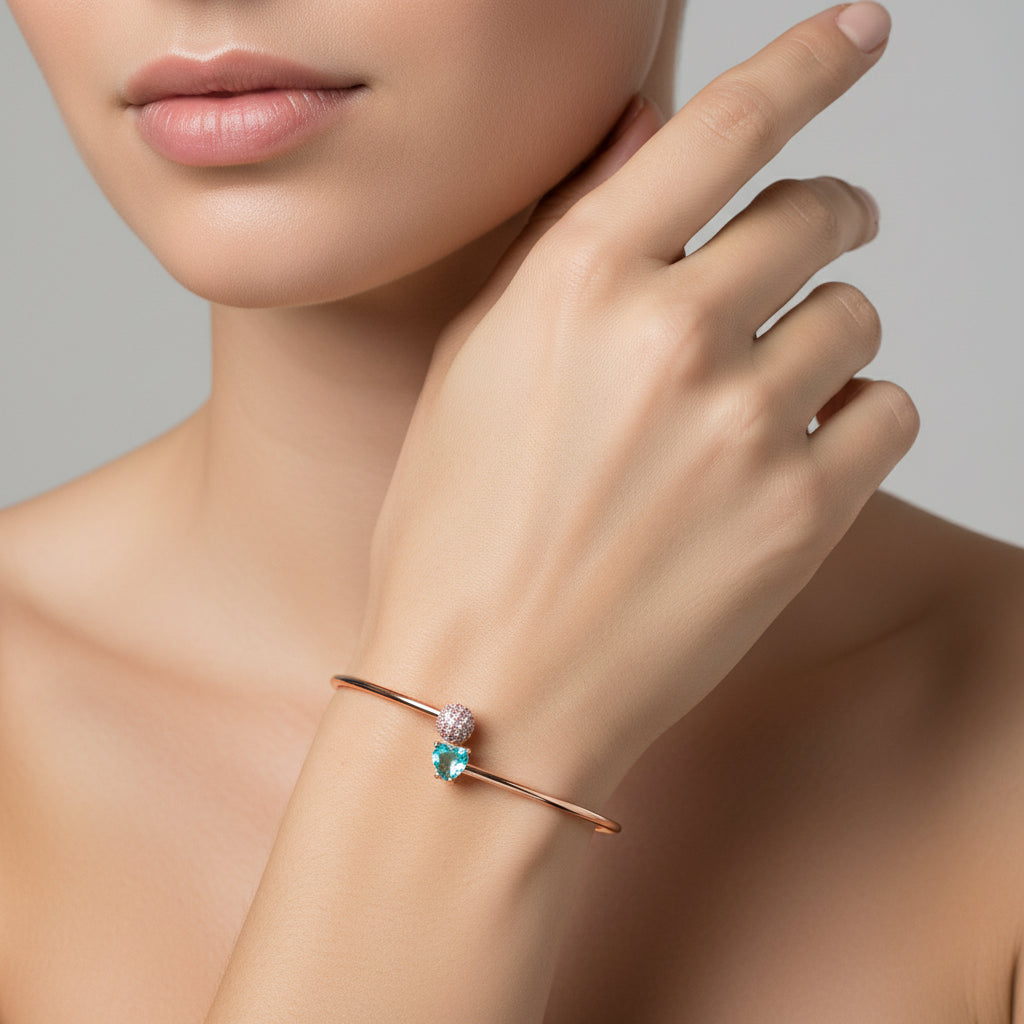 Aqua Heart Orbit Bracelet