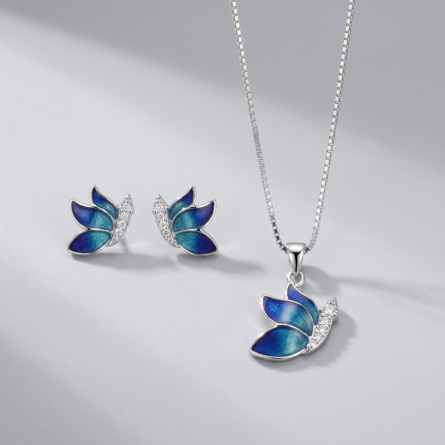 Azure Butterfly Sterling Silver Jewellery Set