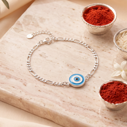 Azure Evil Eye Sterling Silver Bracelet Rakhi