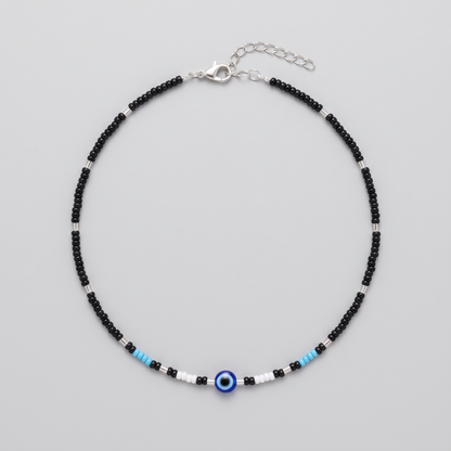 Azure Evil Eye Bead Anklet
