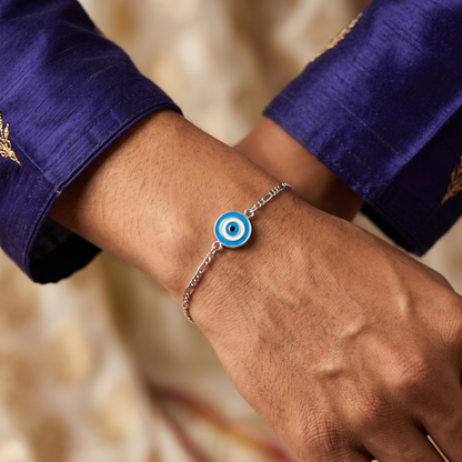 Azure Evil Eye Sterling Silver Bracelet Rakhi