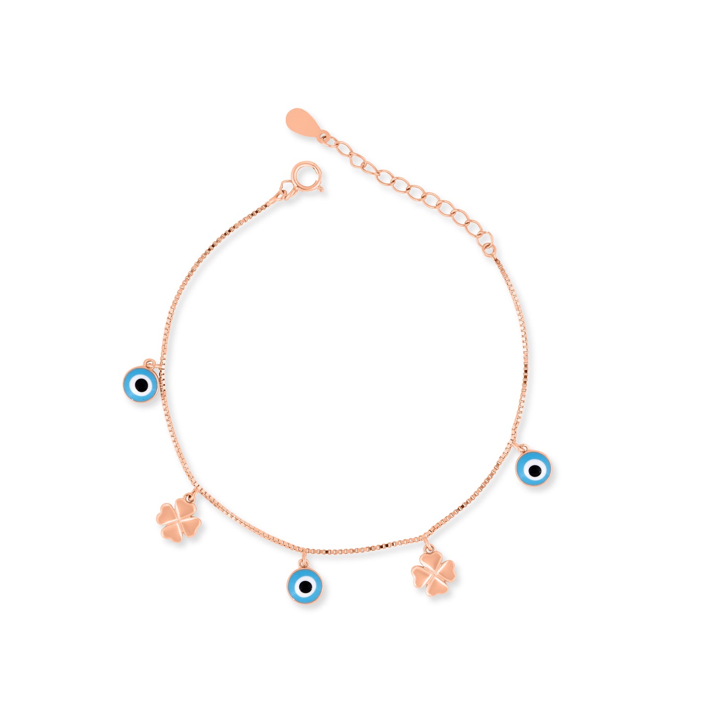 Rose Gold Lucky Charm Evil Eye Bracelet