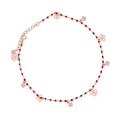Rose Gold Paint Me Red Anklet