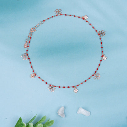 Rose Gold Paint Me Red Anklet