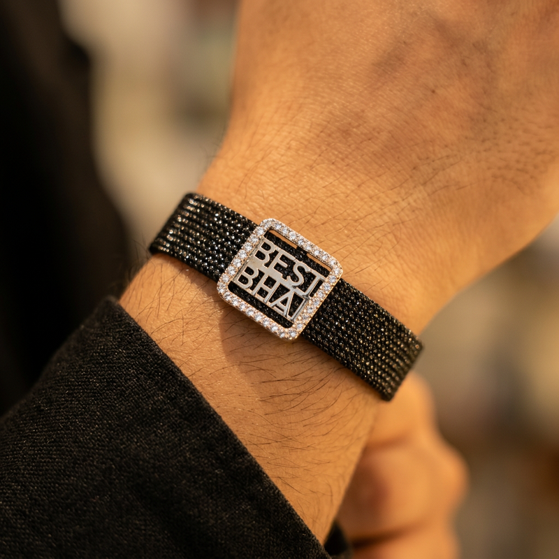 Best Bhai Sterling Silver Mesh Bracelet Rakhi