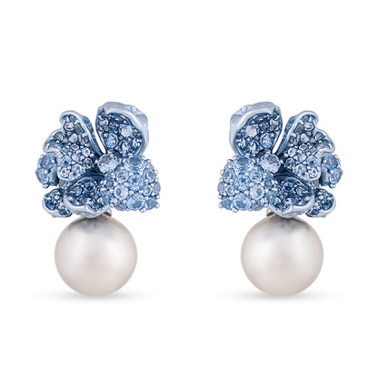 Blue Blossom Pearl Earrings