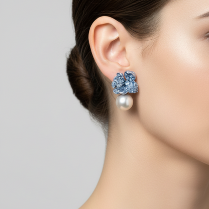 Blue Blossom Pearl Earrings
