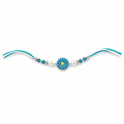 Blue Blossom Silver Rakhi