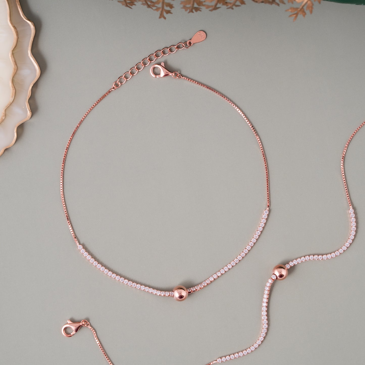 Blush Orbit Rose Gold Anklet
