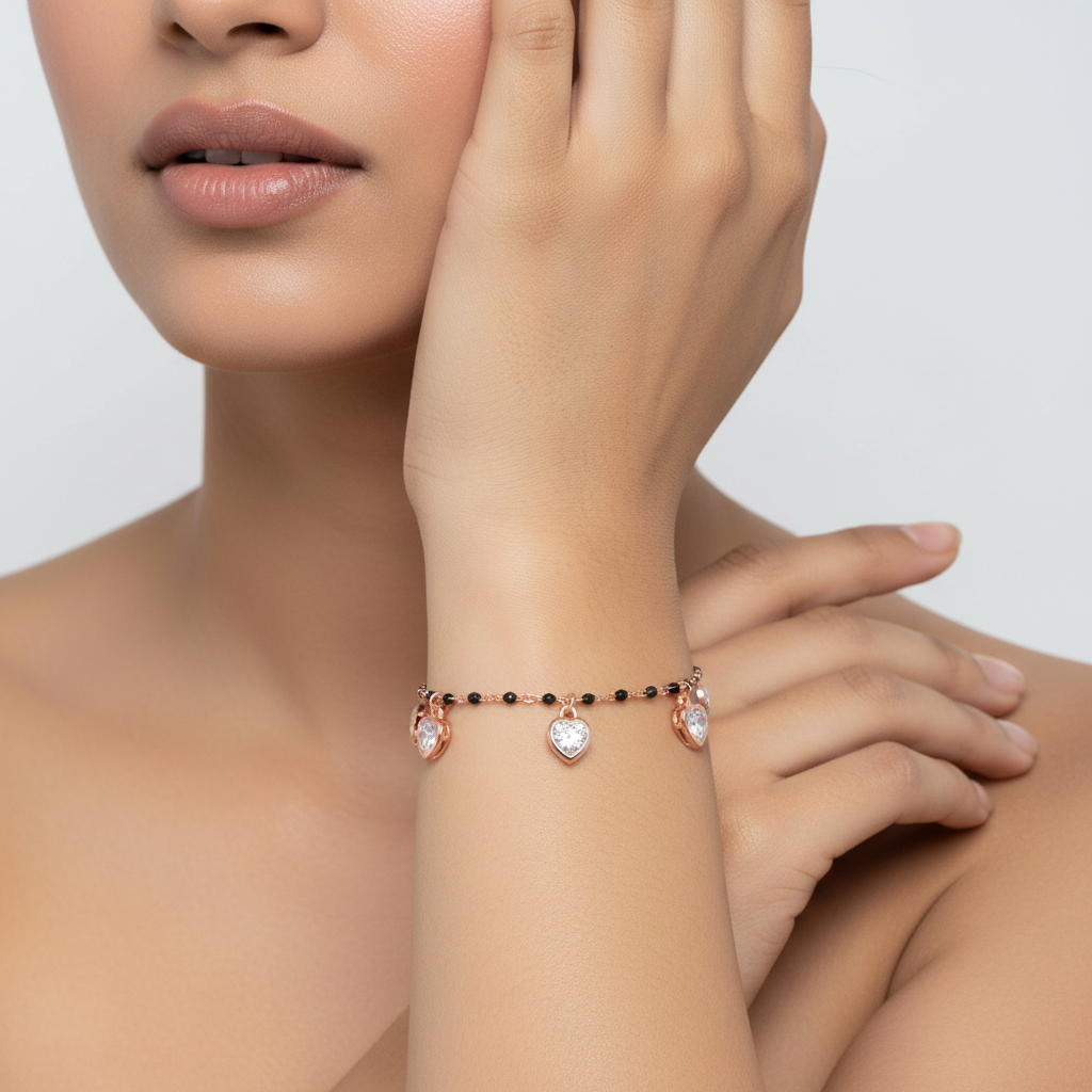 Blushing Hearts Mangalsutra Bracelet