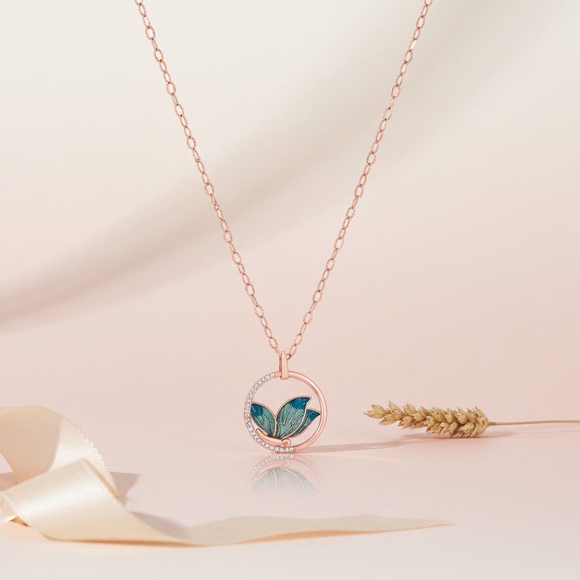 Butterfly Shaped Rose Gold Necklace
