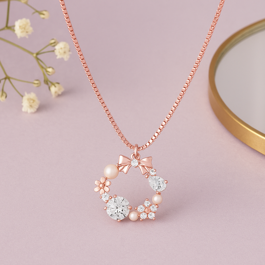 Charm Bloom Rose Gold Plated Pendant Necklace