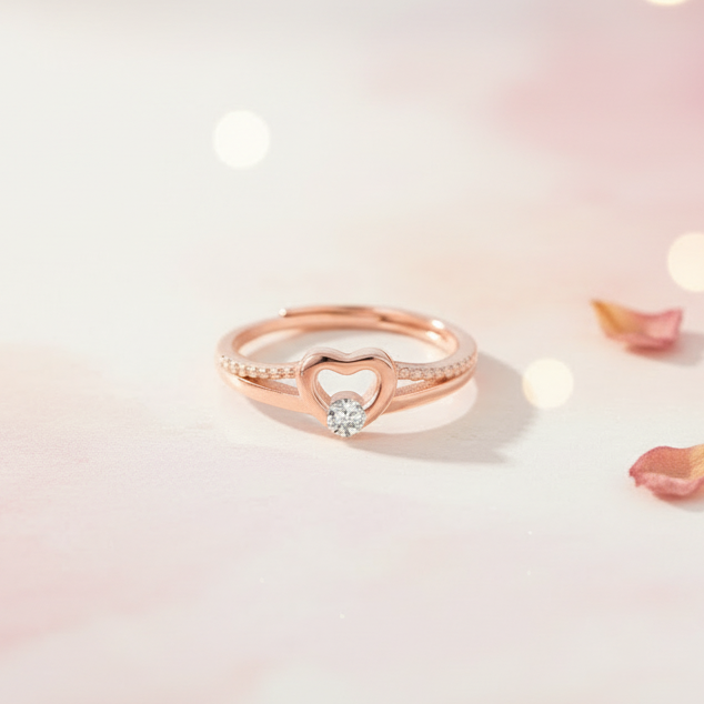 Cherished Heart Solitaire Silver Ring